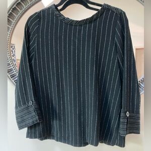 Habitat Striped Lightweight Top Black Oversized XS